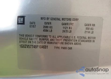 2008 Saturn Aura Xr из США, поврежденный, VIN 1G8ZV57748F104681